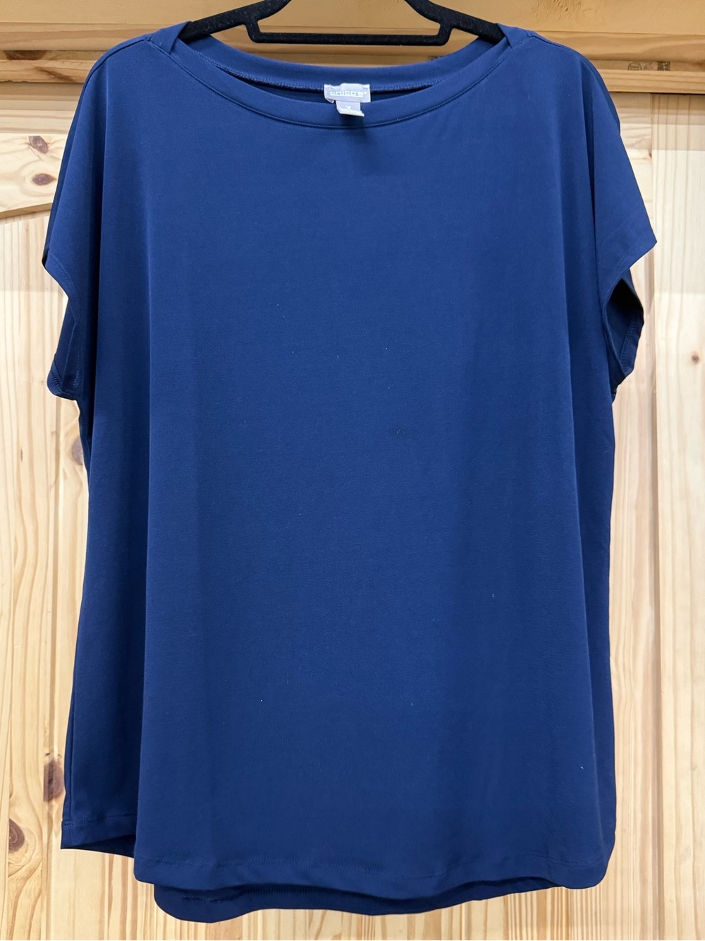 Chico's Blue Cap Sleeve Boat Neck Knit
